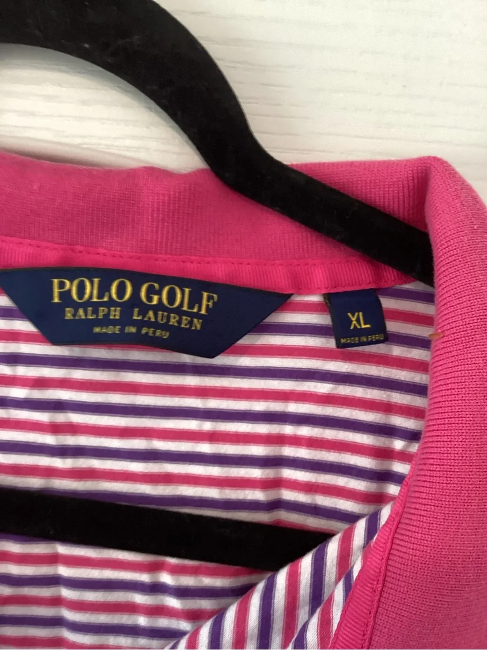 Ralph Lauren Pink and Purple Striped Polo XL EUC